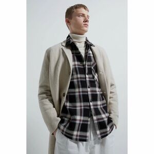 Zara Plaid Textured Overshirt Black shirt shacket mens relaxed fit unisex cotton